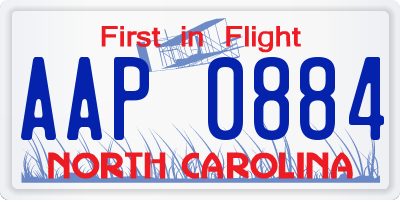 NC license plate AAP0884