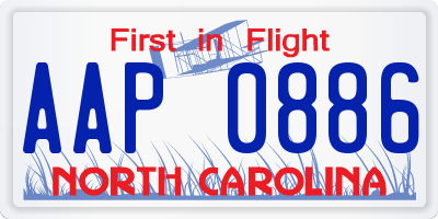 NC license plate AAP0886