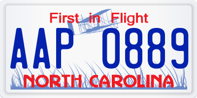 NC license plate AAP0889