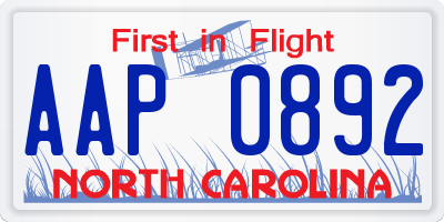 NC license plate AAP0892