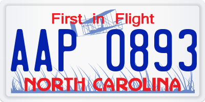 NC license plate AAP0893