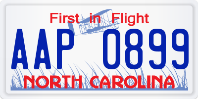 NC license plate AAP0899