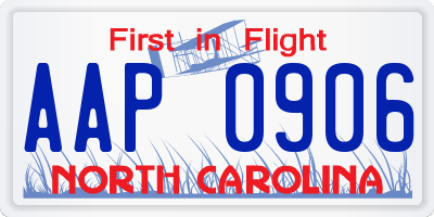 NC license plate AAP0906