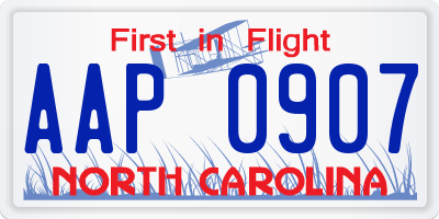 NC license plate AAP0907