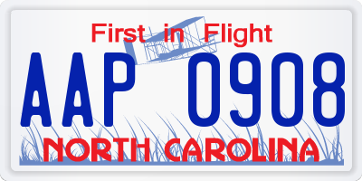 NC license plate AAP0908