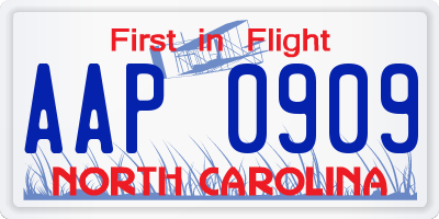 NC license plate AAP0909