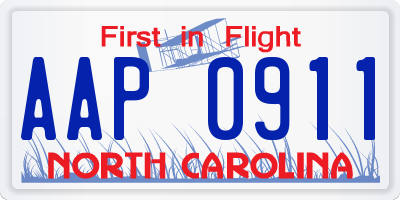 NC license plate AAP0911