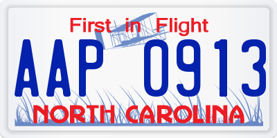 NC license plate AAP0913