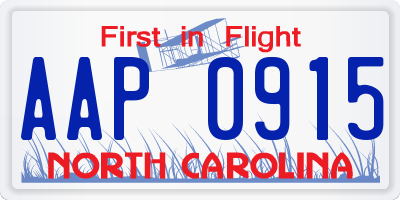 NC license plate AAP0915