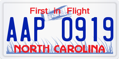 NC license plate AAP0919