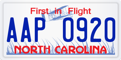 NC license plate AAP0920