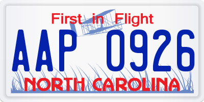 NC license plate AAP0926