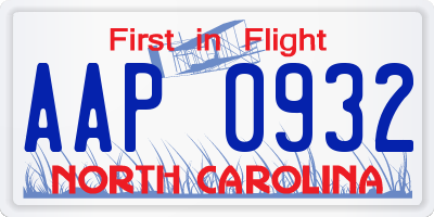 NC license plate AAP0932