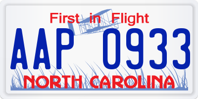 NC license plate AAP0933