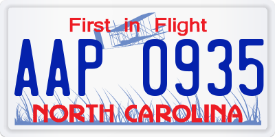 NC license plate AAP0935