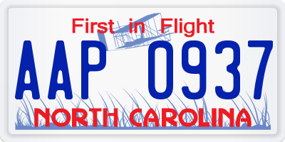 NC license plate AAP0937