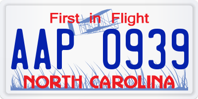 NC license plate AAP0939