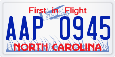 NC license plate AAP0945