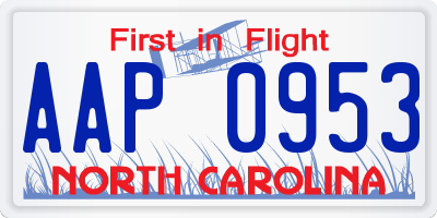 NC license plate AAP0953