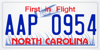 NC license plate AAP0954