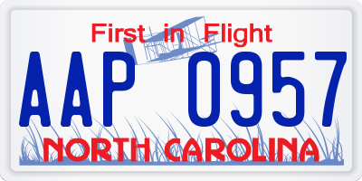 NC license plate AAP0957