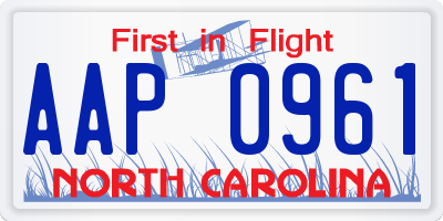 NC license plate AAP0961