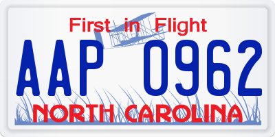 NC license plate AAP0962