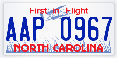 NC license plate AAP0967