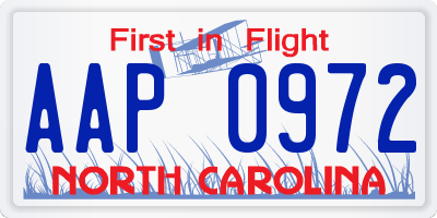 NC license plate AAP0972