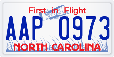 NC license plate AAP0973