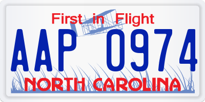 NC license plate AAP0974