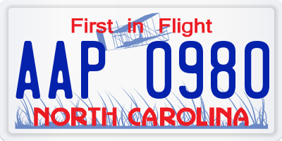 NC license plate AAP0980