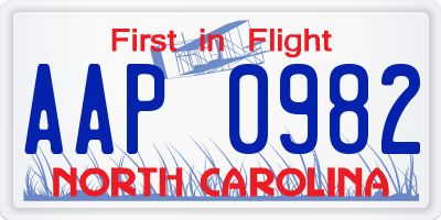 NC license plate AAP0982