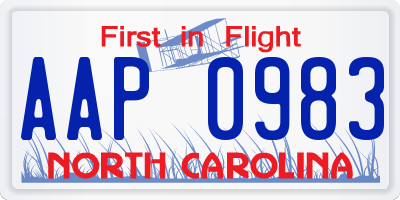 NC license plate AAP0983