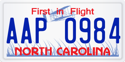 NC license plate AAP0984