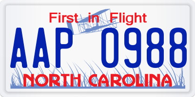 NC license plate AAP0988