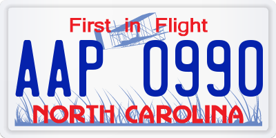 NC license plate AAP0990
