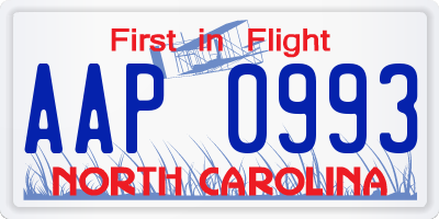 NC license plate AAP0993