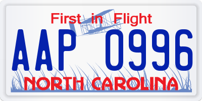 NC license plate AAP0996