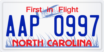 NC license plate AAP0997
