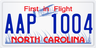 NC license plate AAP1004