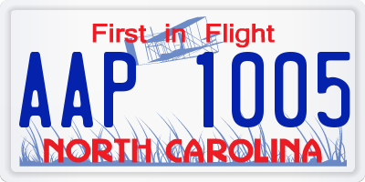 NC license plate AAP1005