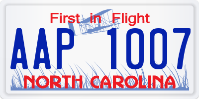 NC license plate AAP1007
