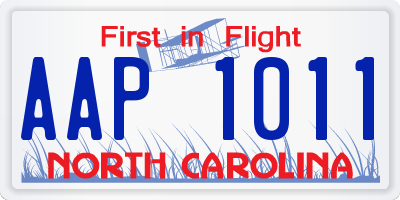 NC license plate AAP1011