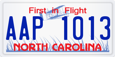 NC license plate AAP1013