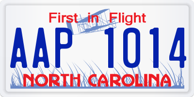 NC license plate AAP1014