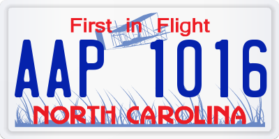NC license plate AAP1016