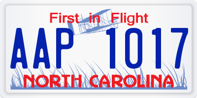 NC license plate AAP1017