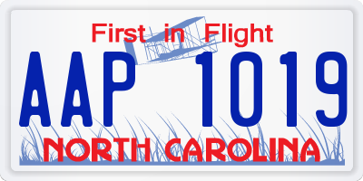 NC license plate AAP1019