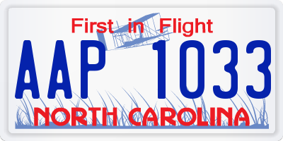 NC license plate AAP1033